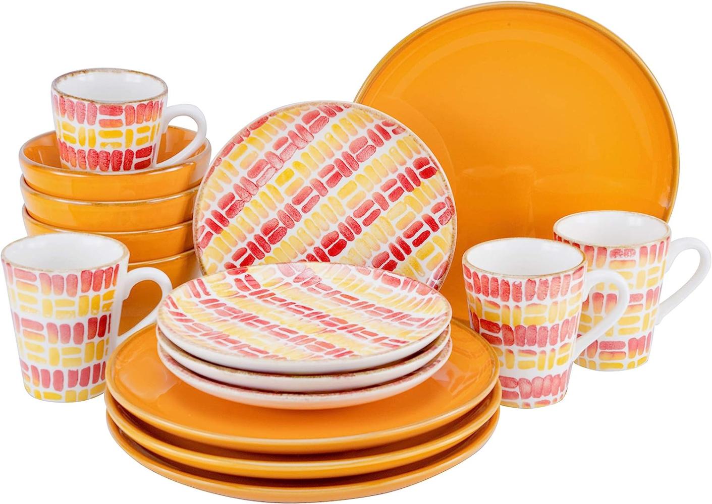 CreaTable 22893 Kombiservice Marbella für 4 Personen, Steingut, orange (1 Set, 16-teilig) Bild 1