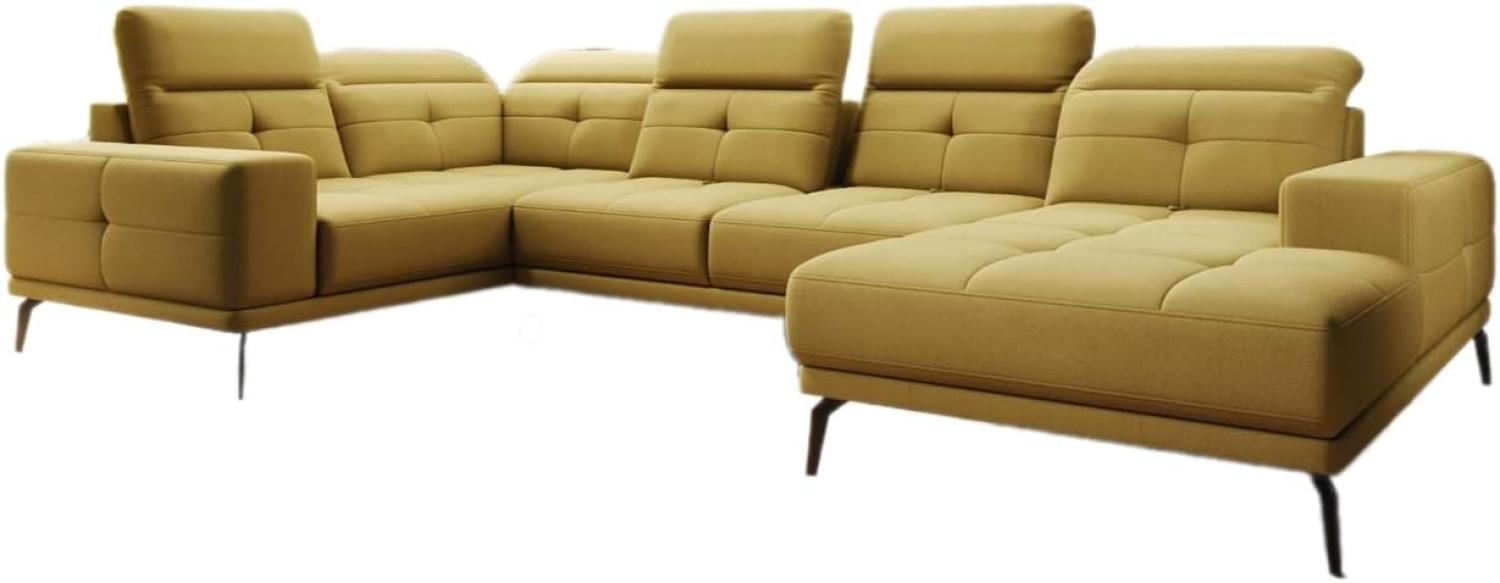 Designer Sofa Nerio mit verstellbarer Kopf- und Rückenlehne Stoff Senf Rechts Bild 1