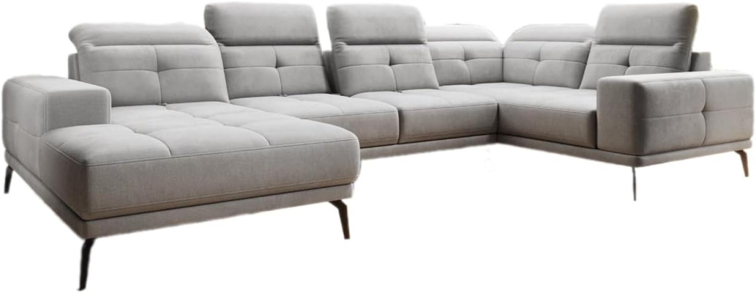 Designer Sofa Nerio mit verstellbarer Kopf- und Rückenlehne Samt Hellgrau Links Bild 1