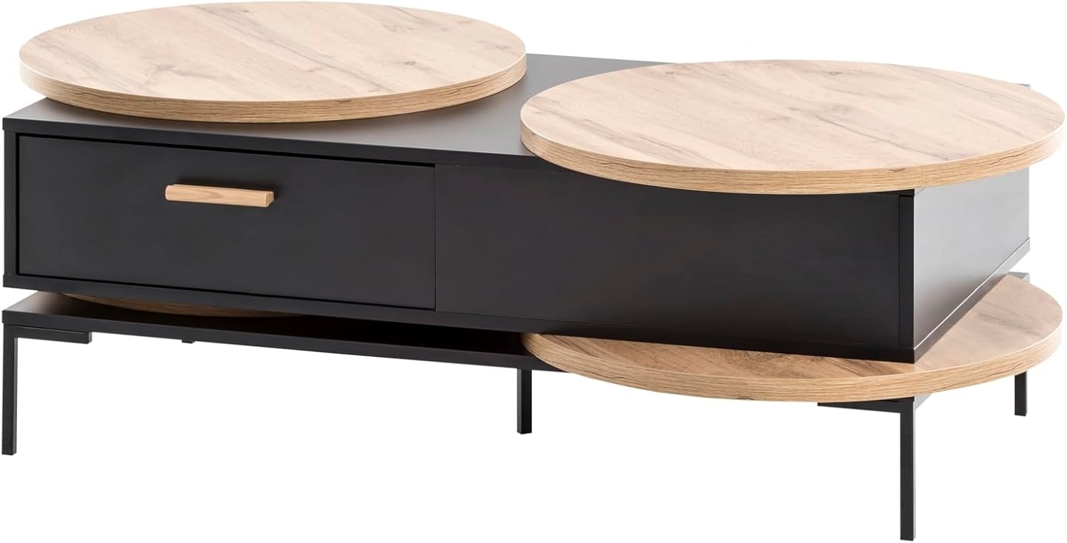 Schildmeyer Looks by Wolfgang Joop Couchtisch, Eiche Landhaus/schwarz, Holzwerkstoff, 128.2 x 76 x 41.1 cm, 701739 Bild 1