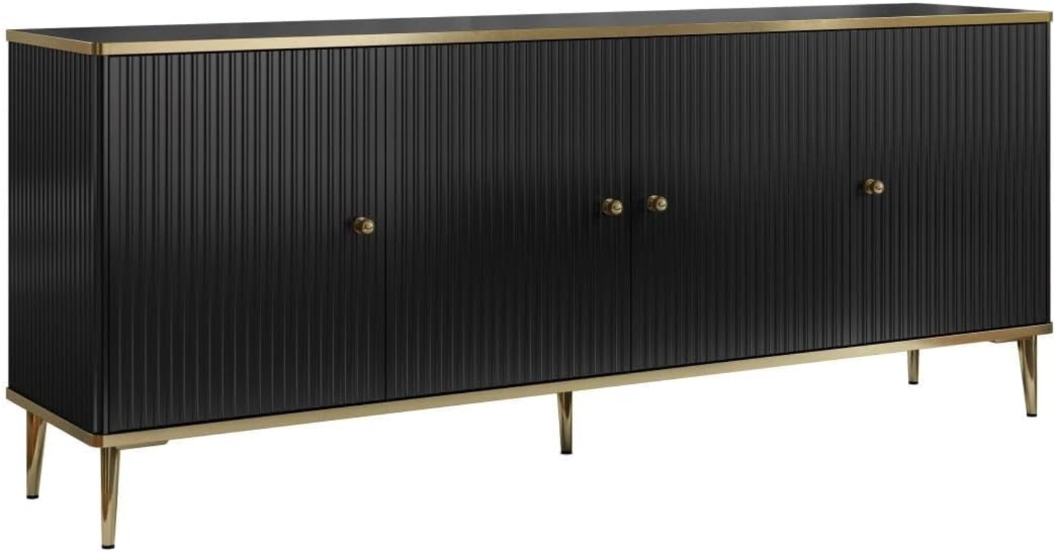 Vente-unique - Sideboard mit 4 Türen - MDF und Stahl - Schwarz und Goldfarben - SINEAD von Pascal MORABITO Bild 1