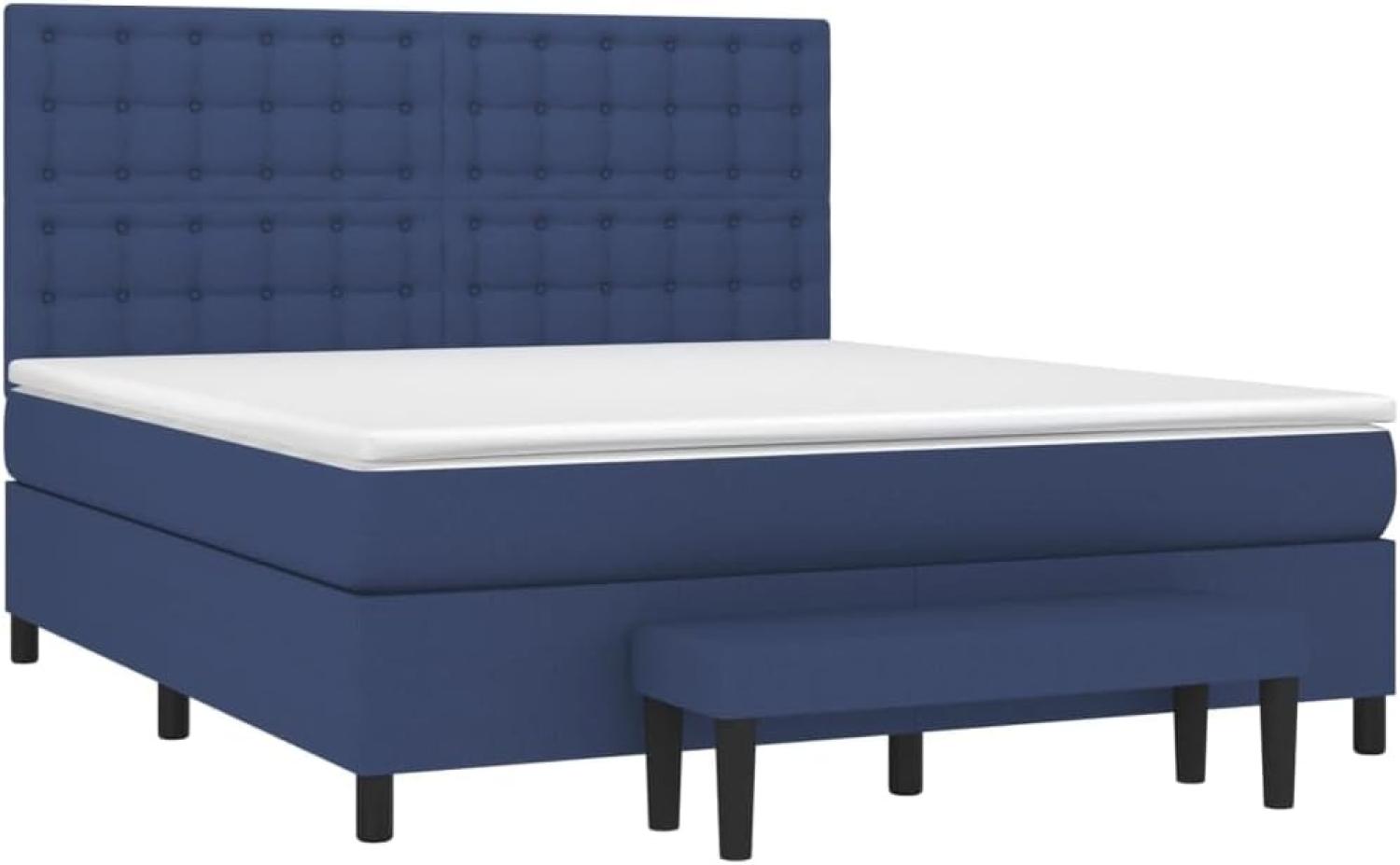 vidaXL Boxspringbett mit Matratze Blau 180x200 cm Stoff 3136939 Bild 1