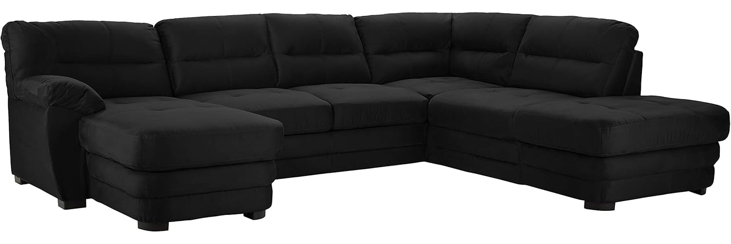 Mivano Wohnlandschaft Royale, Zeitlose Sofalandschaft mit hohen Rückenlehnen, 316 x 90 x 230, Mikrofaser, schwarz Bild 1