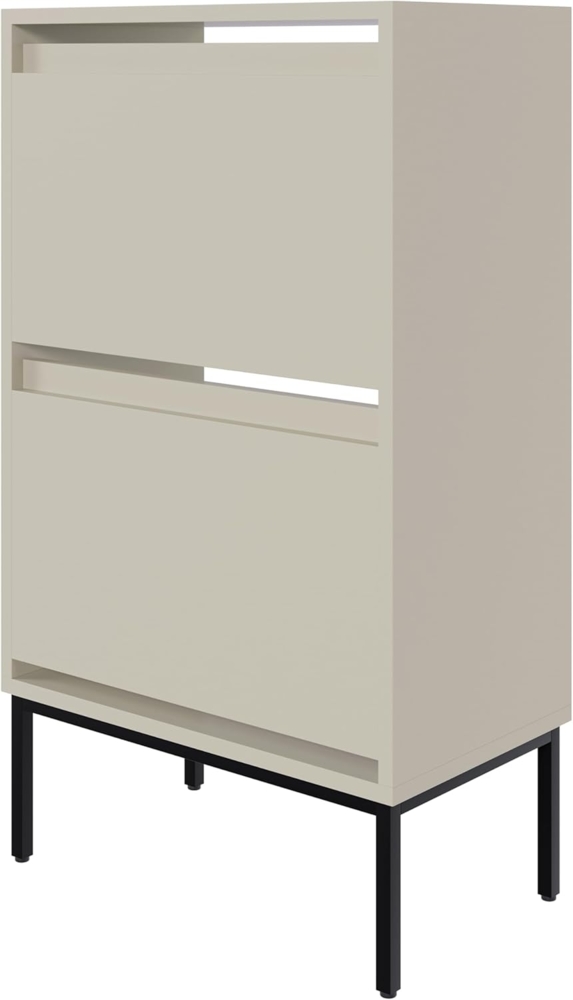 Selsey Schuhschrank Schuhregal 50 cm 2 Klappen Schuh Schrank Schuhaufbewahrung Stehend Graubeige Schwarze Beine Bemmi Bild 1