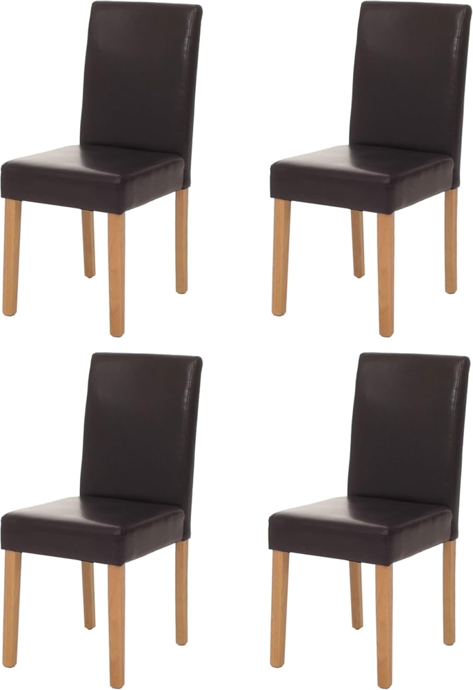 4er-Set Esszimmerstuhl Stuhl Küchenstuhl Littau ~ Kunstleder, braun helle Beine Bild 1