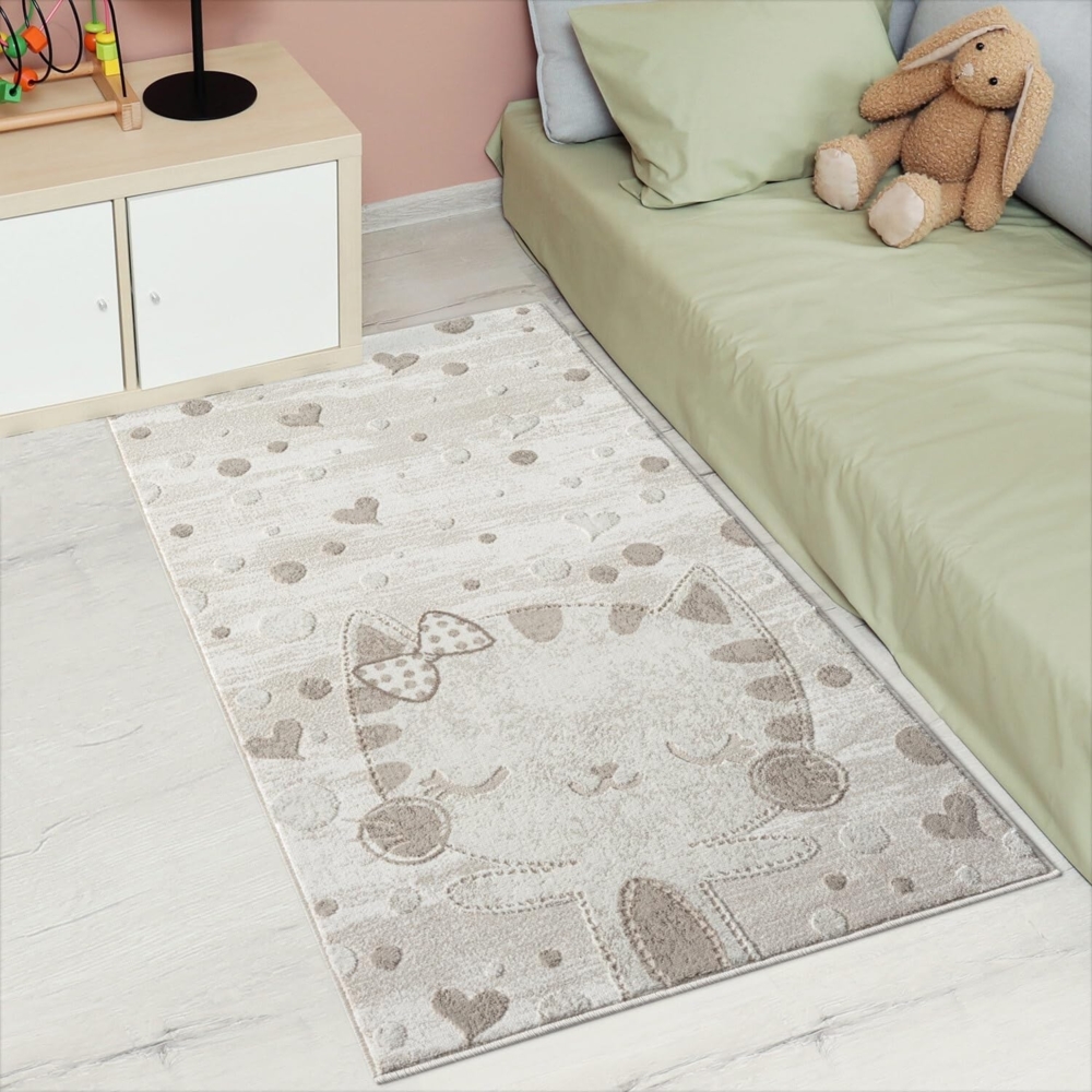 Carpet City Kinderteppich MARA720, rechteckig, Höhe: 11 mm, Kinderzimmer Teppich Tiere Beige Spielzimmer Bild 1