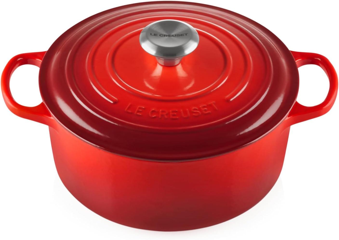 Le Creuset Signature Gusseisen-Bräter mit Deckel, Für alle Herdarten und Induktion geeignet, Rund, Kirschrot, 24,0 cm, 4.2 Bild 1