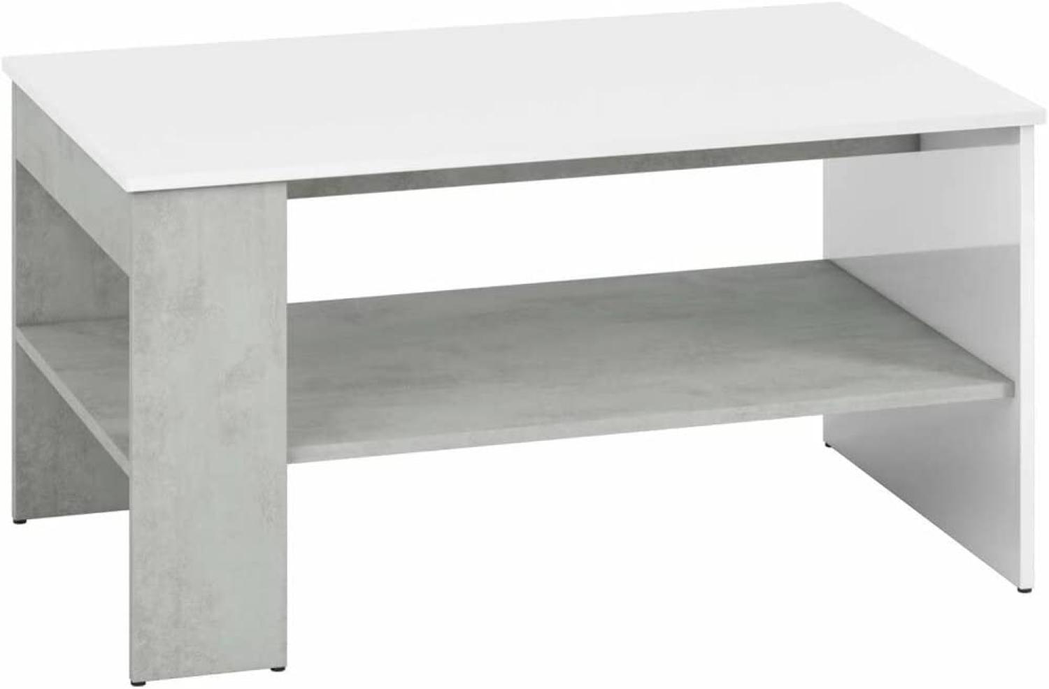 Stylefy Levana Couchtisch Weiß Hochglanz Beton Bild 1