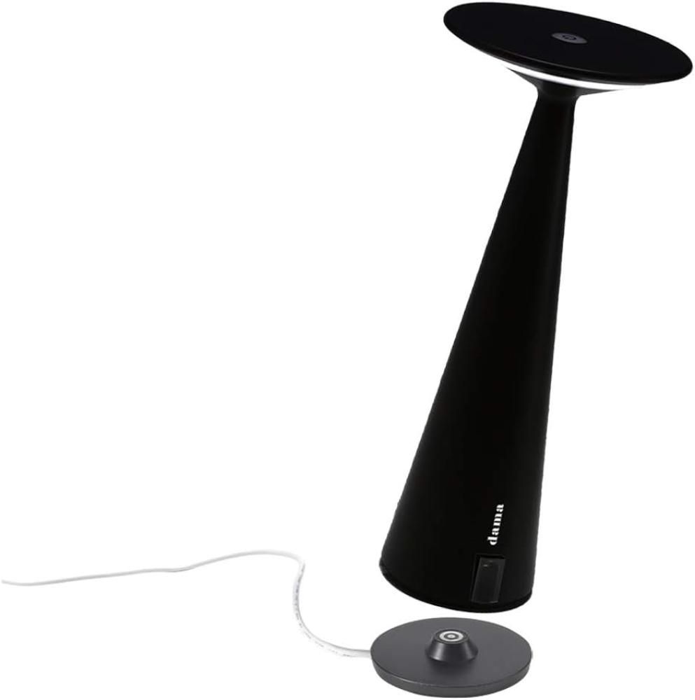 Zafferano - Dama Pro Dimmbare LED-Tischleuchte aus Aluminium, USB-Seite zum Laden von mobilen Geräten, Kontakt-Ladestation, Schutzart IP54 Indoor / Outdoor, H29cm, Stecker EU - Schwarz Bild 1