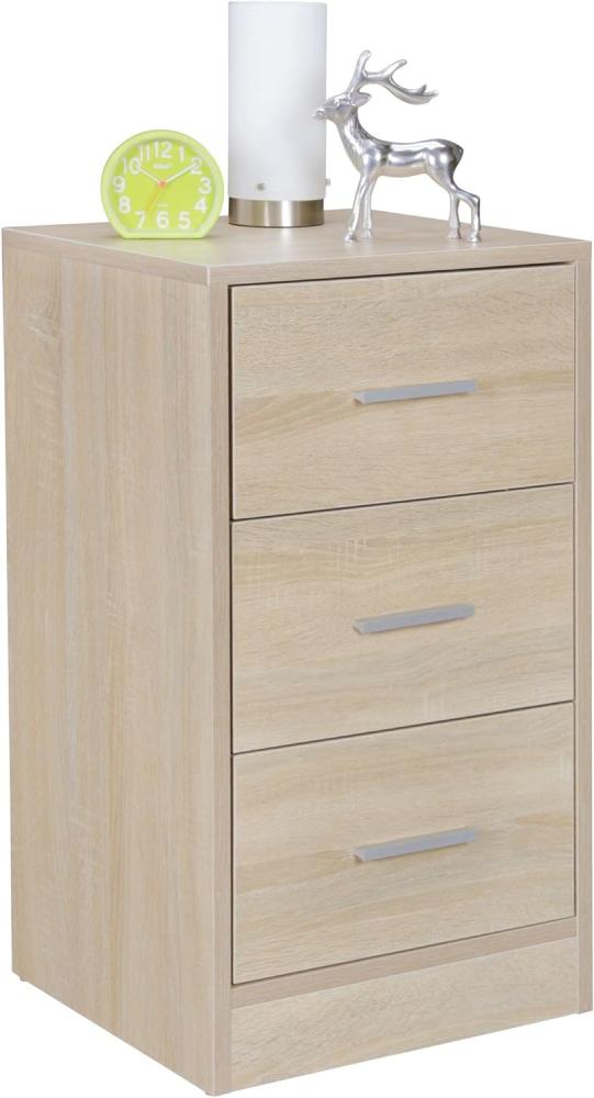 Wohnling Nachtkonsole Boxspringbett OLE mit 3 Schubladen in Holz Modern | B x H x T: 37,5 x 68 x 35 cm | Design Nachtkästchen | Nako - Nachttisch Kommode | Nachtschrank Bild 1