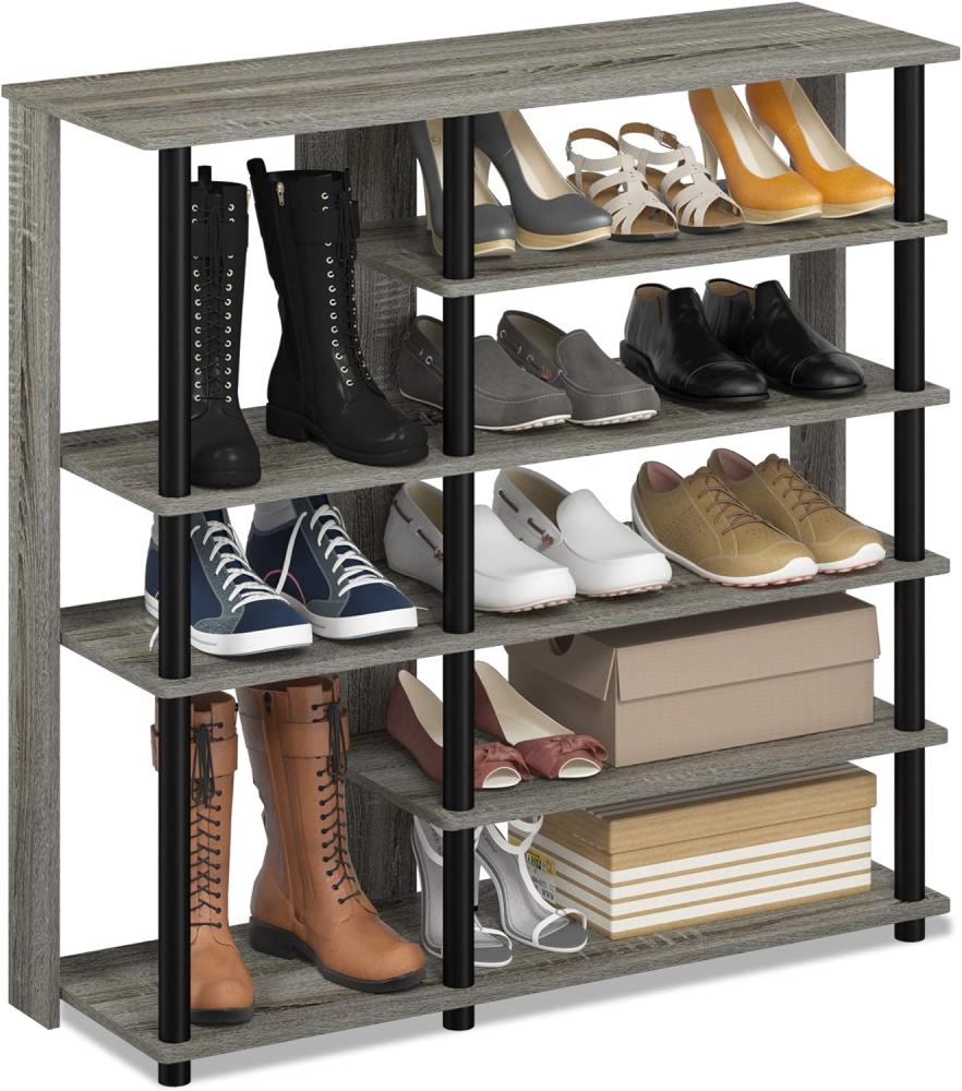 Furinno Schuhregal mit mehreren Aufbewahrungsmöglichkeiten, Französisches Eichengrau, 30 x 30 x 92. 99 cm Bild 1