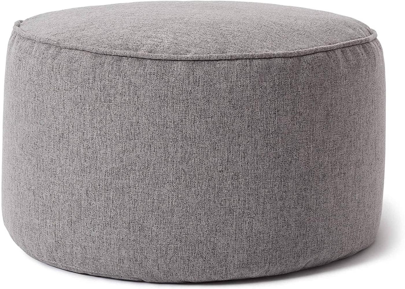 Lumaland Comfort Line Sitzsack-Hocker 25 x 45 cm - Indoor - mit extra starken Nähten, pflegeleicht - Runder Sitzpouf, Bodenkissen Bean Bag Pouf - Hellgrau Bild 1