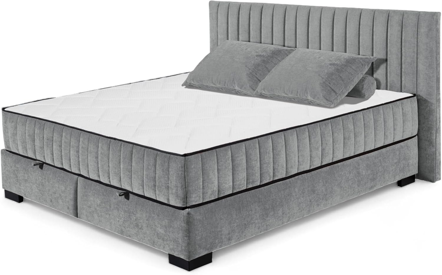 Stella Trading NAGOL C Boxbett 180x200, Anthrazit - Bequemes Doppelbett mit Bettkasten und Premium 9-Zonen-Federkern Wendematratze - 205 x 114 x 214 cm (B/H/T) Bild 1