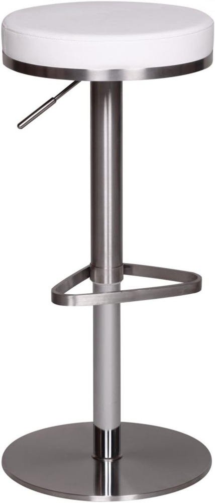Barhocker WL1.294 Weiß Edelstahl höhenverstellbare Sitzhöhe 57 - 82 cm, Barstuhl Modern 360° Drehbar, Tresenhocker mit Standfuß, Design Bistrohocker Hoch, Tresenstuhl-Sitz Gepolstert Bild 1
