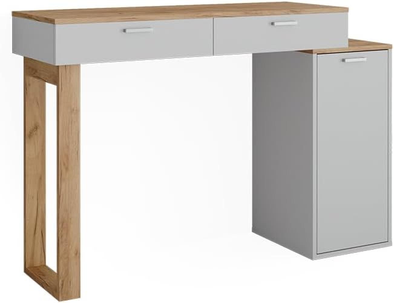 Vicco Schreibtisch Regina Weiß Eiche 130 x 40 cm mit 2 Schubladen Bild 1