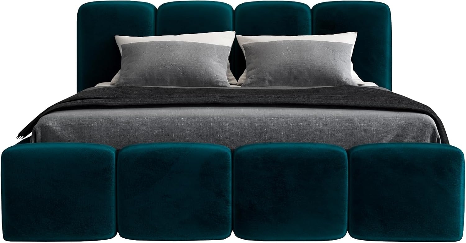 Polsterbett DONA 140x200 ohne Matratze mit Bettkasten und Lattenrost. Farbe: Pfau 36 Bild 1