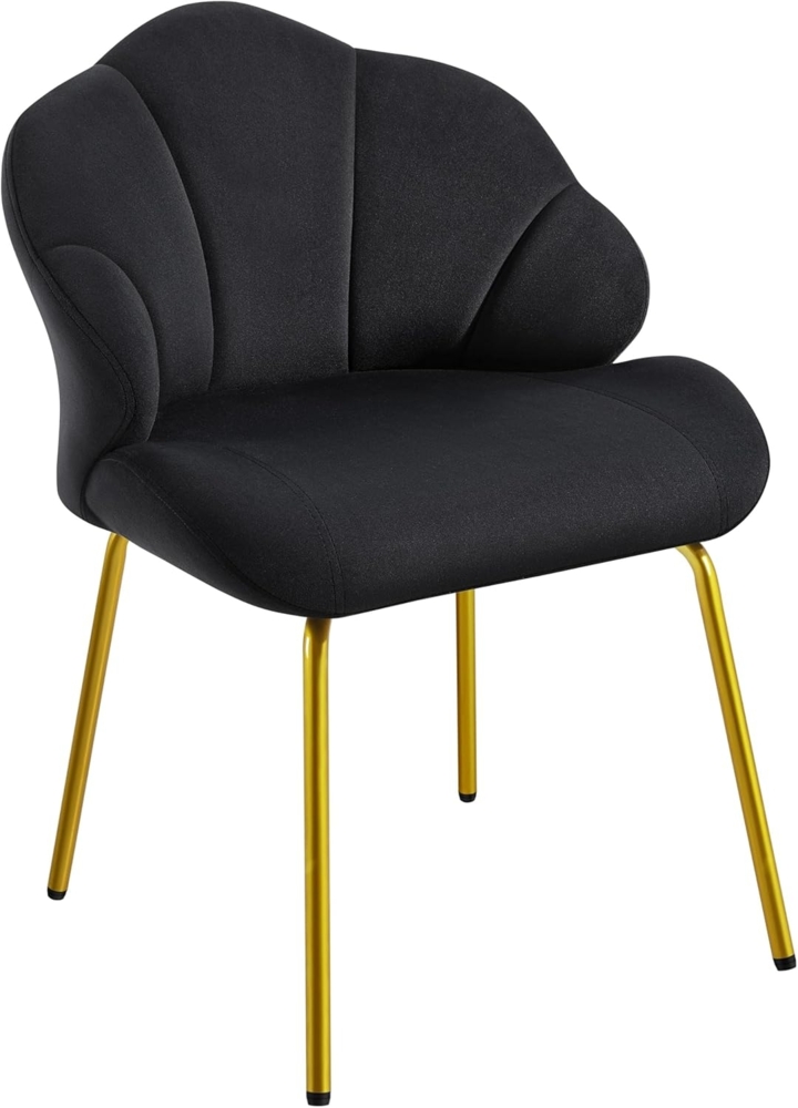 Yaheetech Sessel Loungesessel in Muschelform, Ohrensessel modern, Polsterstuhl mit Metallbeinen, Polyester, für Wohnzimmer/Schminktisch/Schlafzimmer, Schwarz Bild 1