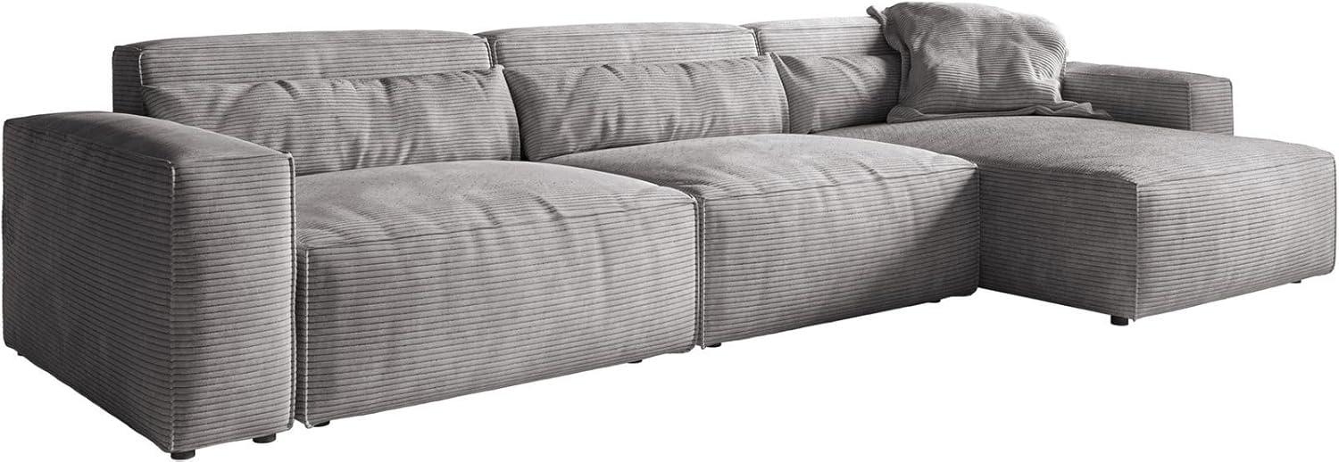 Ecksofa Sirpio L 350x160 cm Cord Silbergrau Recamiere variabel Bild 1