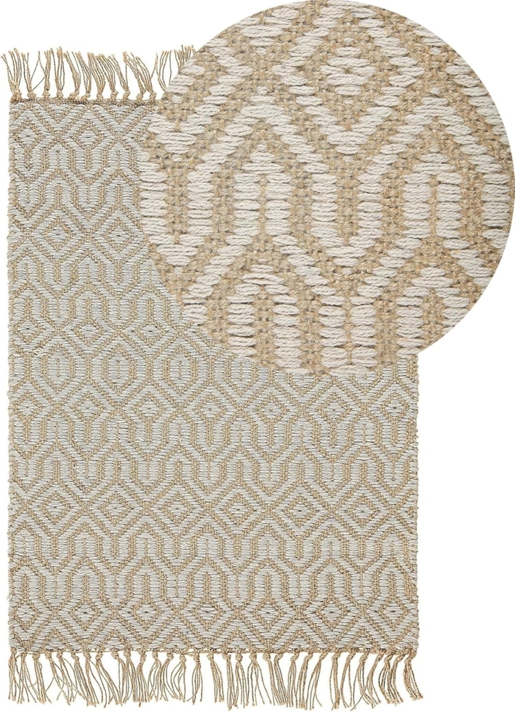 Teppich beige 50x80 cm geometrisches Muster Kurzflor zweiseitig POZANTI Bild 1