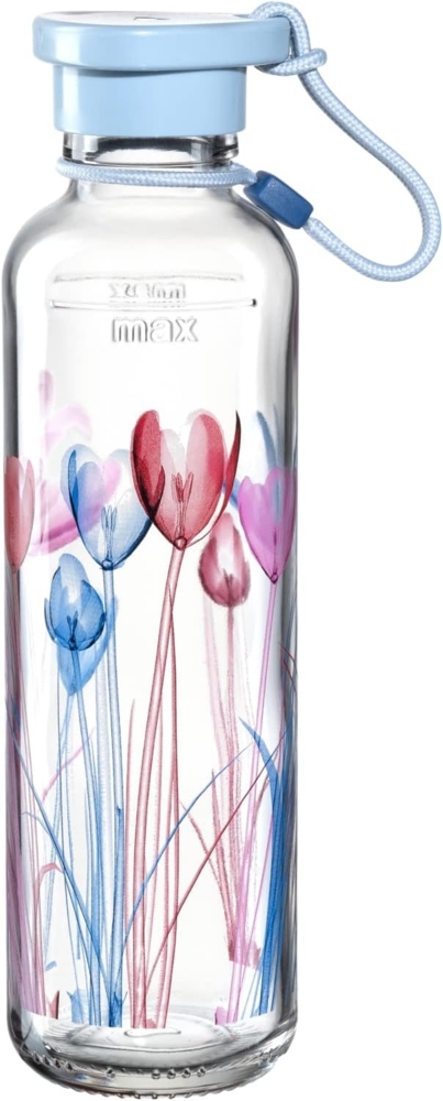 Leonardo Flasche In Giro Flower, Trinkflasche, Getränkeflasche, Wasserflasche, Glasflasche, Glas, Hellblau, 500 ml, 029114 Bild 1