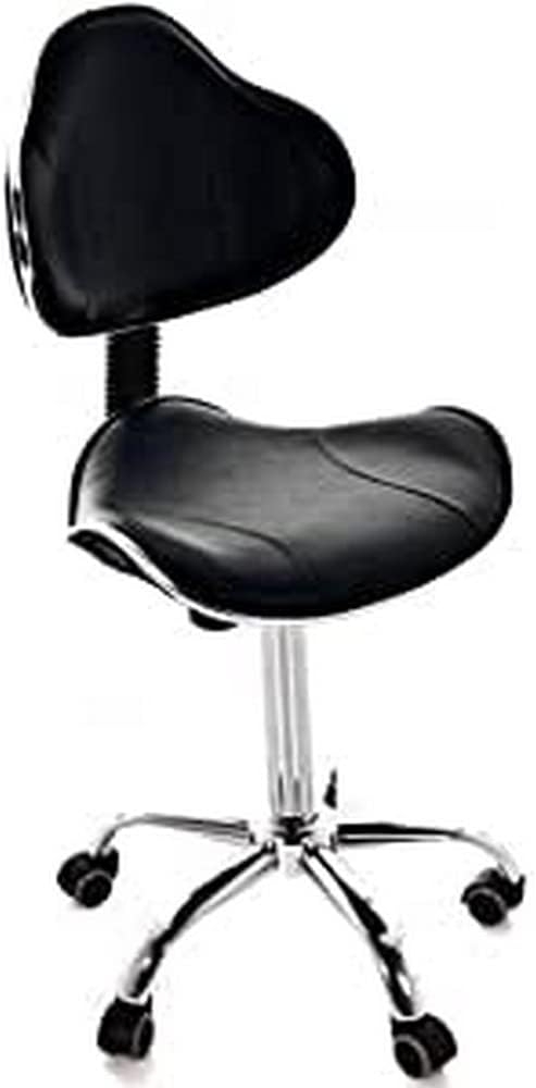 QUIRUMED Ergonomischer Hocker mit Gaslift, Basis mit 5 Rädern, Schwarze Farbe, höhenverstellbar, Struktur aus verchromtem Stahl, Kunstleder, Ästhetik, Physiotherapie, medizinische Zentren, Büro Bild 1