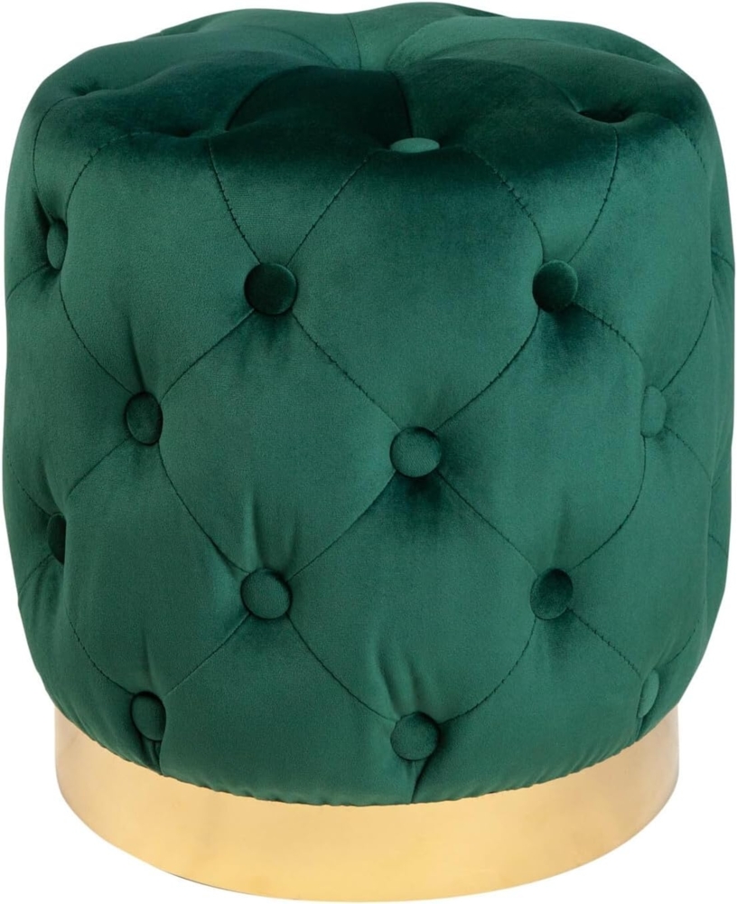 riess-ambiente Sitzhocker MODERN BAROCK 37cm dunkelgrün / gold, Hocker · Samt · Metall · Chesterfield-Design Bild 1