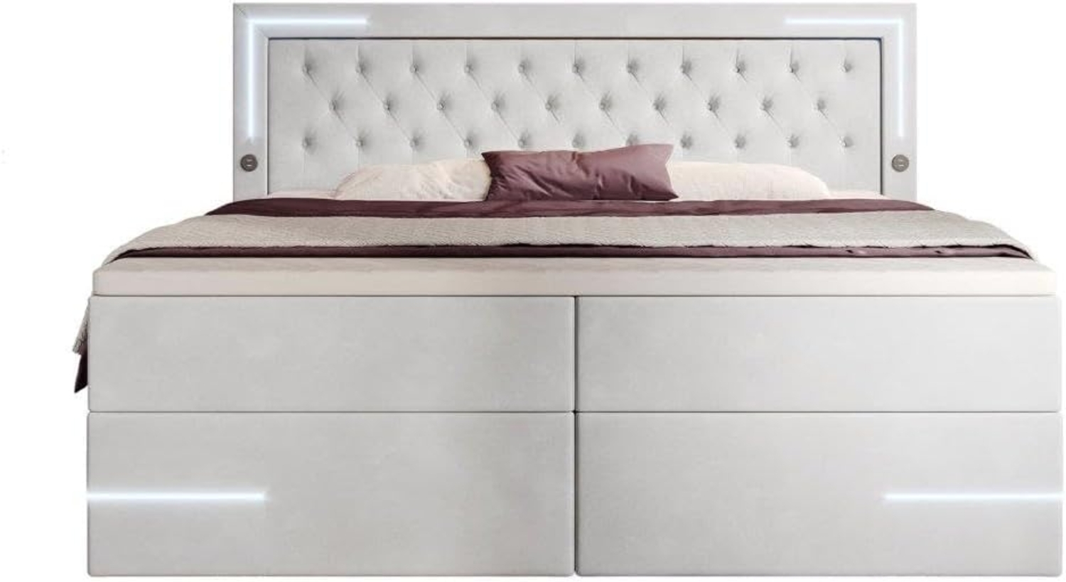 Boxspringbett Carlotta 180x200 Weiß H4 Bild 1