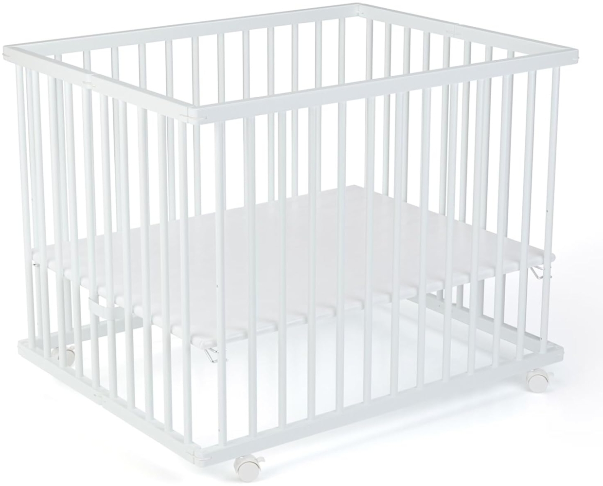 Laufgitter Leon. 75 x 95 cm. mobil auf Rollen : Weiß Bild 1