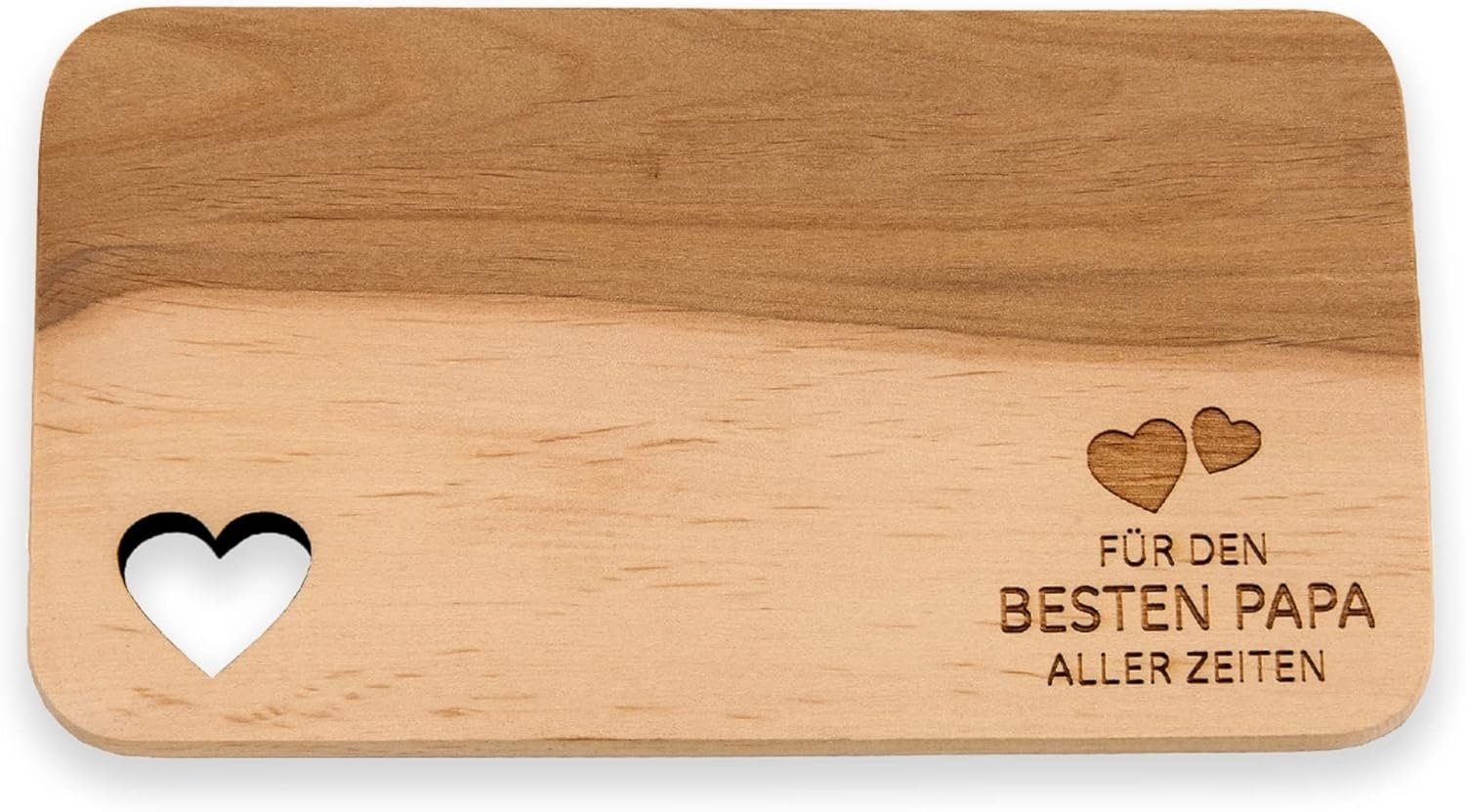 Spruchreif® Frühstücksbrett Frühstücksbrettchen aus Holz · Brotzeitbrett mit Gravur · Geschenk für Familie · Holzbrettchen mit Herzausschnitt Bild 1