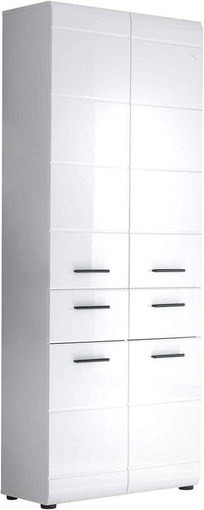 trendteam 'Skin' Hochschrank, Holz weiß, Hochglanz , 4 Türen, 2 Schubladen, 182 x 60 x 31 cm Bild 1