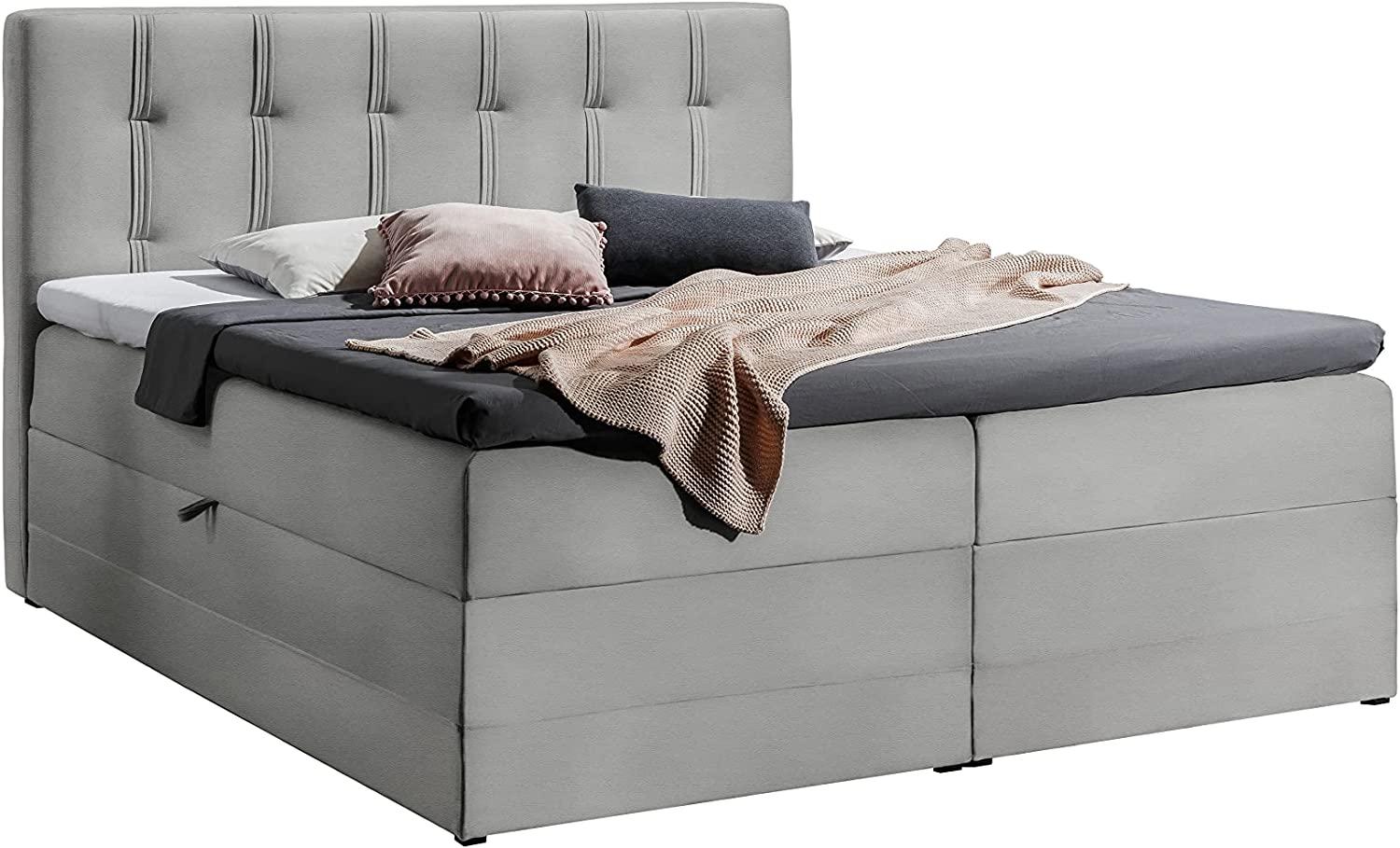 99rooms Hugo Boxspringbett Kunstleder SOFT 200x200 cm Grau Bild 1