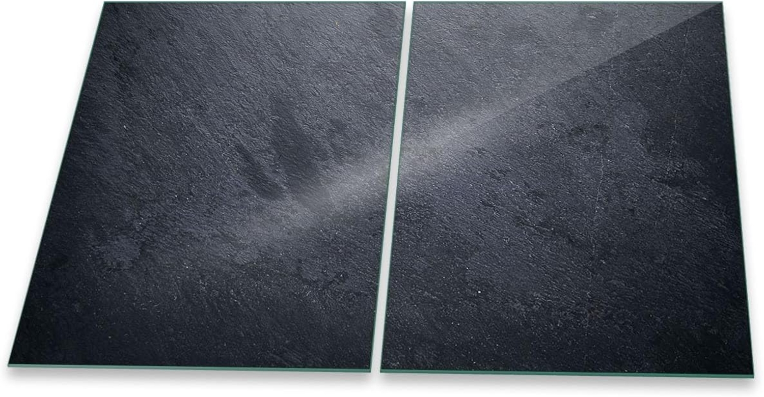 Decorwelt Herd-Abdeckplatte Ceranfeldabdeckung 80x52 2-teilig Schwarz Abstrakt Bild 1