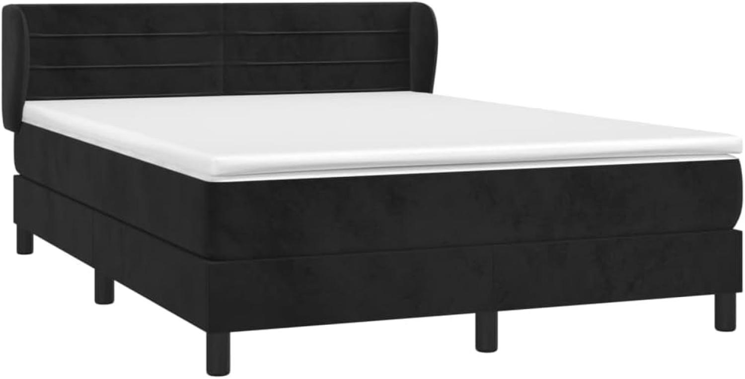 vidaXL Boxspringbett mit Matratze Schwarz 140x190 cm Samt 3127549 Bild 1