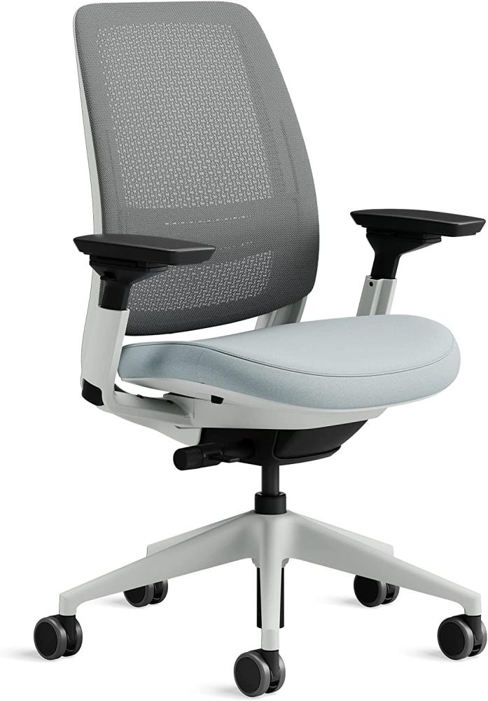 Steelcase Series 2 Bürostuhl mit Netzrücken in Nickel und Sitzbezug in Sturmhorizont Bild 1