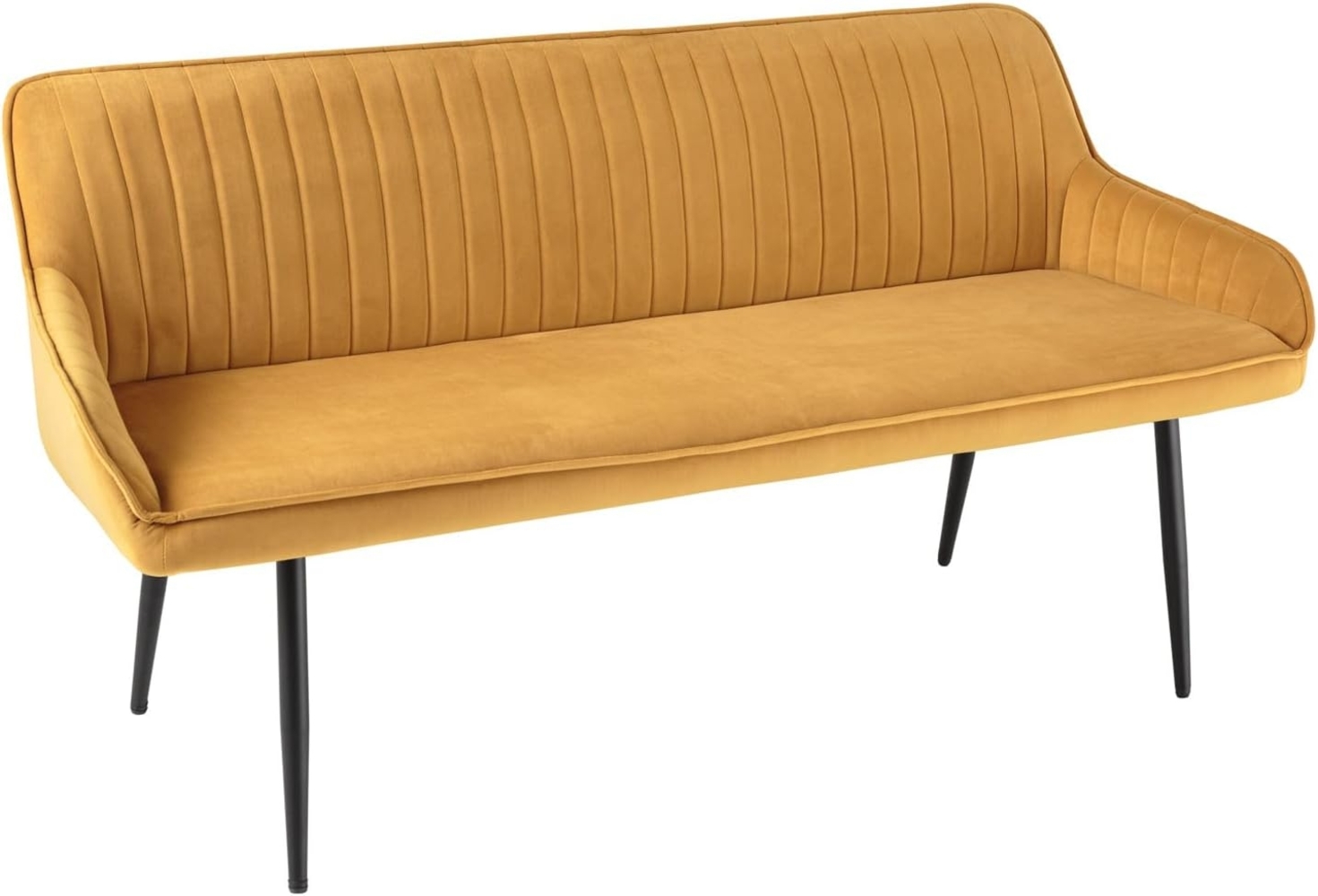 riess-ambiente Sitzbank TURIN 160cm senfgelb / schwarz (Einzelartikel, 1-St), Esszimmer · Samt · Metall · Rückenlehne · Schlafzimmer · Retro Design Bild 1