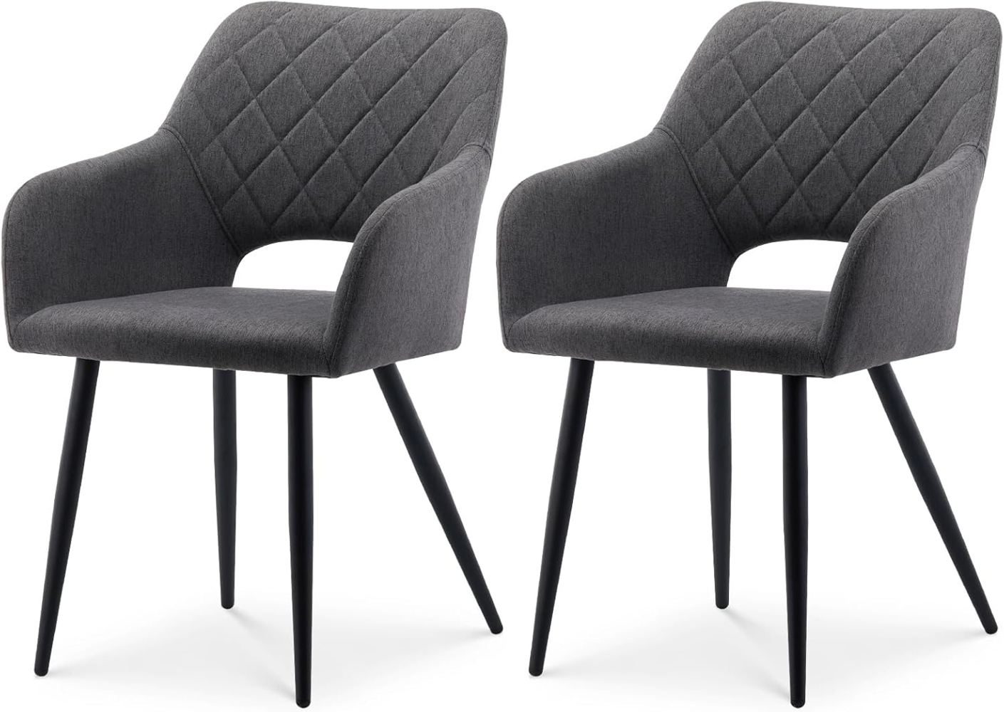 TUKAILAI Esszimmerstühle 4er Set aus Leinen, Küchenstuhl Polsterstuhl mit Offener Rückenlehne,Armlehnen,Gepolstertem Sitz, Metallbeinen, Stühle für Wohnzimmer,Esszimmer,Küche Bild 1