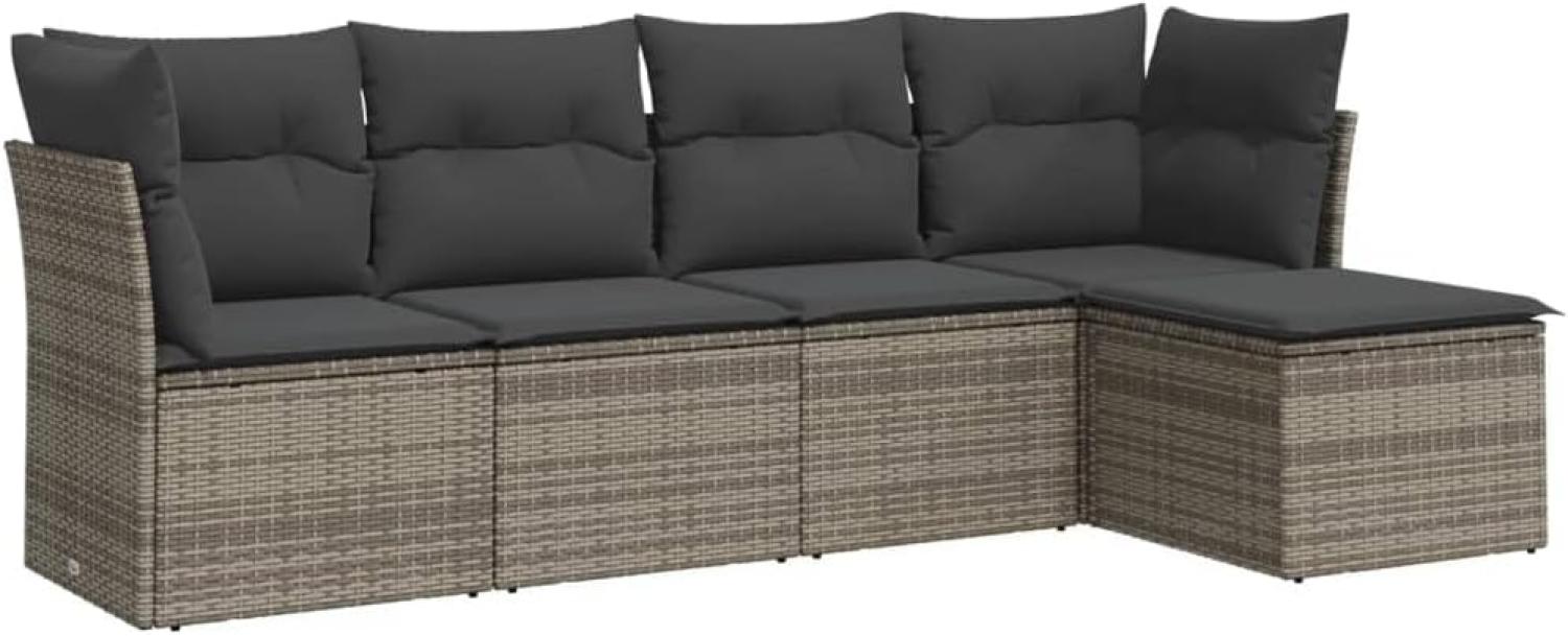 vidaXL 5-tlg. Garten-Sofagarnitur mit Kissen Grau Poly Rattan 3249399 Bild 1