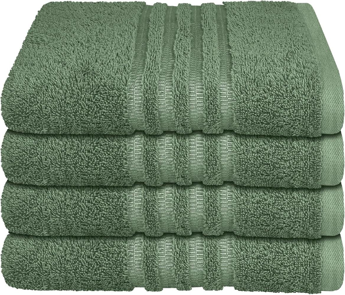 Schiesser Frottier Handtücher Milano im 4er Set aus Flauschiger, hautfreundlicher Baumwolle, Made IN Green, Farbe:Dunkelgrün, Größe:50 x 100 cm Bild 1