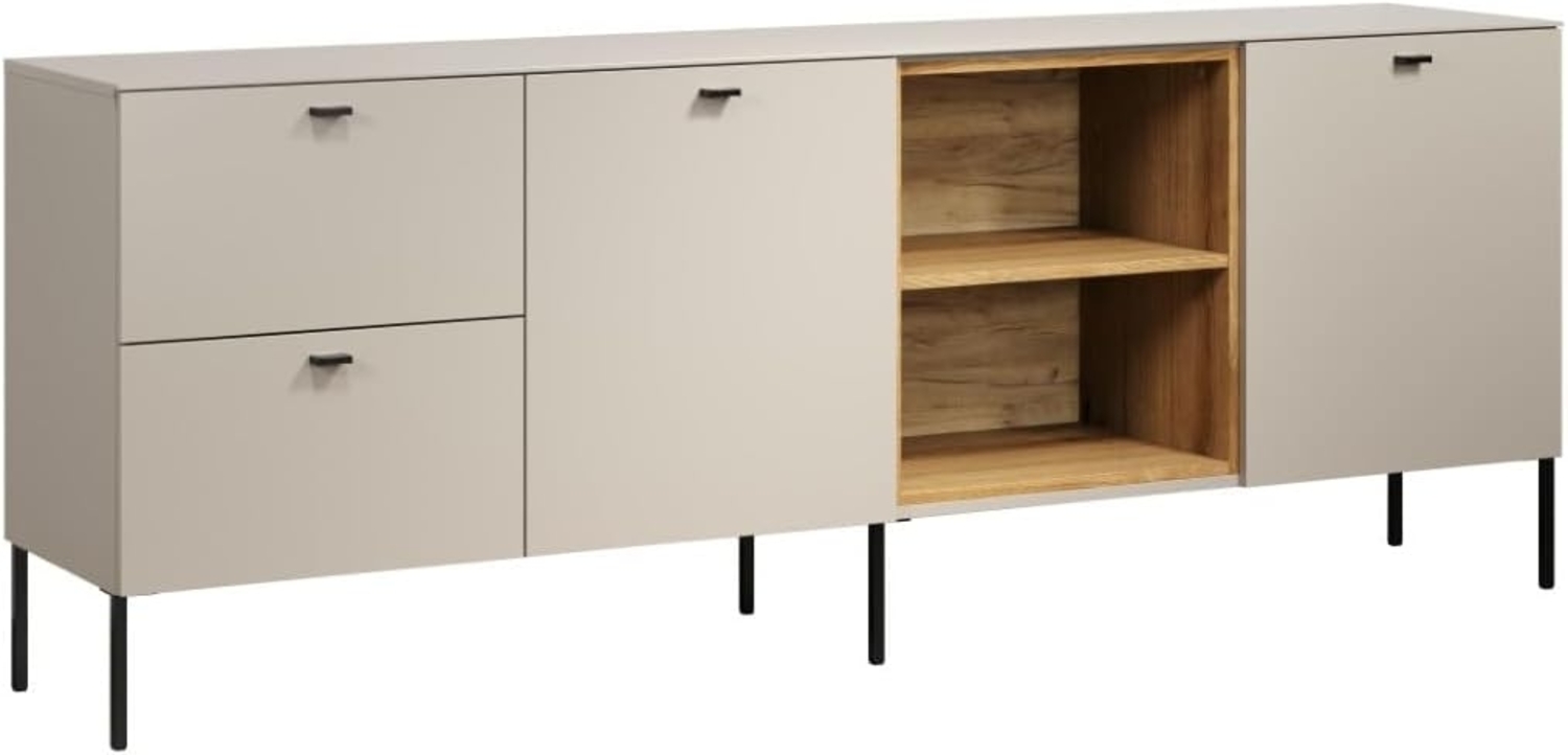 trendteam smart living - Sao Paulo - TV-Schrank - Kashmir (Beige)/Evoke Eiche - Lowboard für Fernseher bis 65 Zoll - (BxHxT) 200 x 75 x 40 cm - integrierte Kabeldurchführung Bild 1