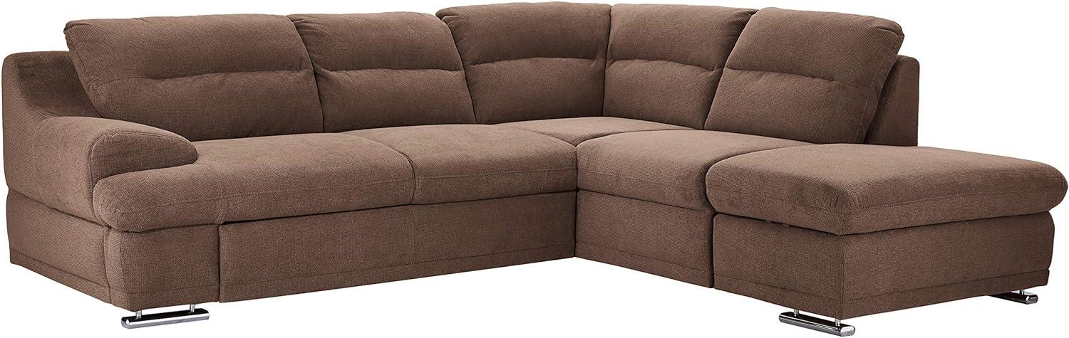 Mivano Ecksofa Coast / Große Sofagarnitur in L-Form mit Ottomane rechts, 264 x 88 x 217, Mikrofaser: hellbraun Bild 1