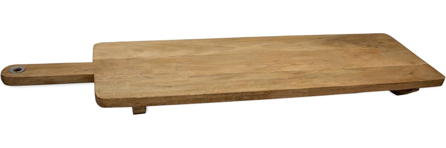 Spetebo Servierbrett XXL Mango Tapasbrett natur mit Griff, Holz, (Artikel, 1-St, Holzbrett), Standfüße mit Antirutsch-Pads Bild 1