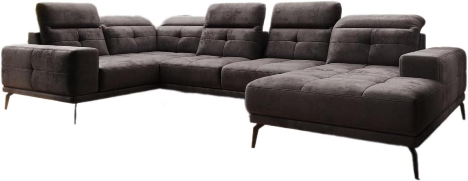 Designer Sofa Nerio mit verstellbarer Kopf- und Rückenlehne Samt Dunkelbraun Rechts Bild 1