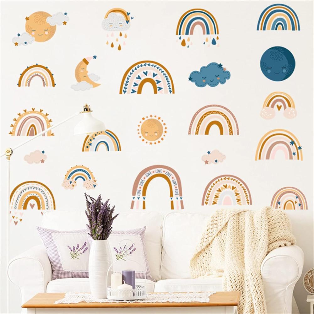 Wandaufkleber Regenbogen, DIY Wolken Regenbogen Groß Wandtattoo, Mädchen Junge Kinderzimmer Babyzimmer Deko Wandsticker Bild 1