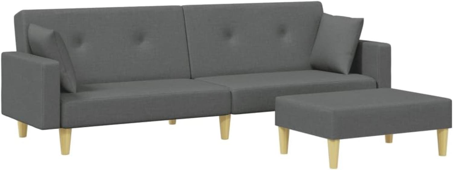 vidaXL Schlafsofa 2-Sitzer mit Fußhocker Dunkelgrau Stoff Bild 1