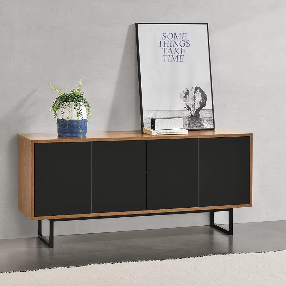 Sideboard Mariestad 120x30x55cm Dunkler Holzton/Schwarz en. casa Bild 1