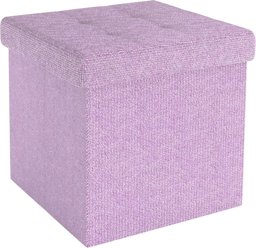 Intirilife Sitzhocker (Sitzwürfel mit Stauraum 38x38x38 cm in LOTUS ROSA - Fußablage), Faltbarer Sitzhocker aus Stoff mit Mulden - Aufbewahrungsbox Fußhocker Bild 1