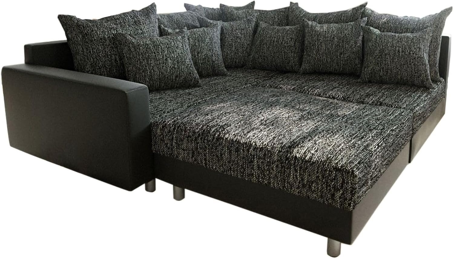 Ecksofa Clovis Schwarz modular Hocker Armlehne Ottomane Links Bild 1