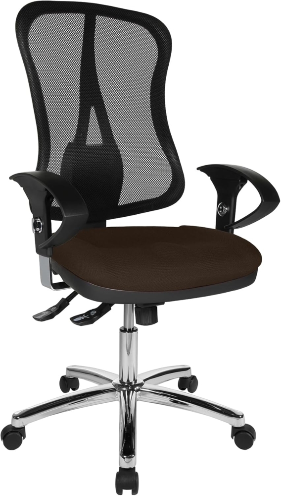 Topstar Head Point SY Deluxe, ergonomischer Bürostuhl, Schreibtischstuhl, inkl. Armlehnen, Stoff, dunkelbraun/schwarz Bild 1