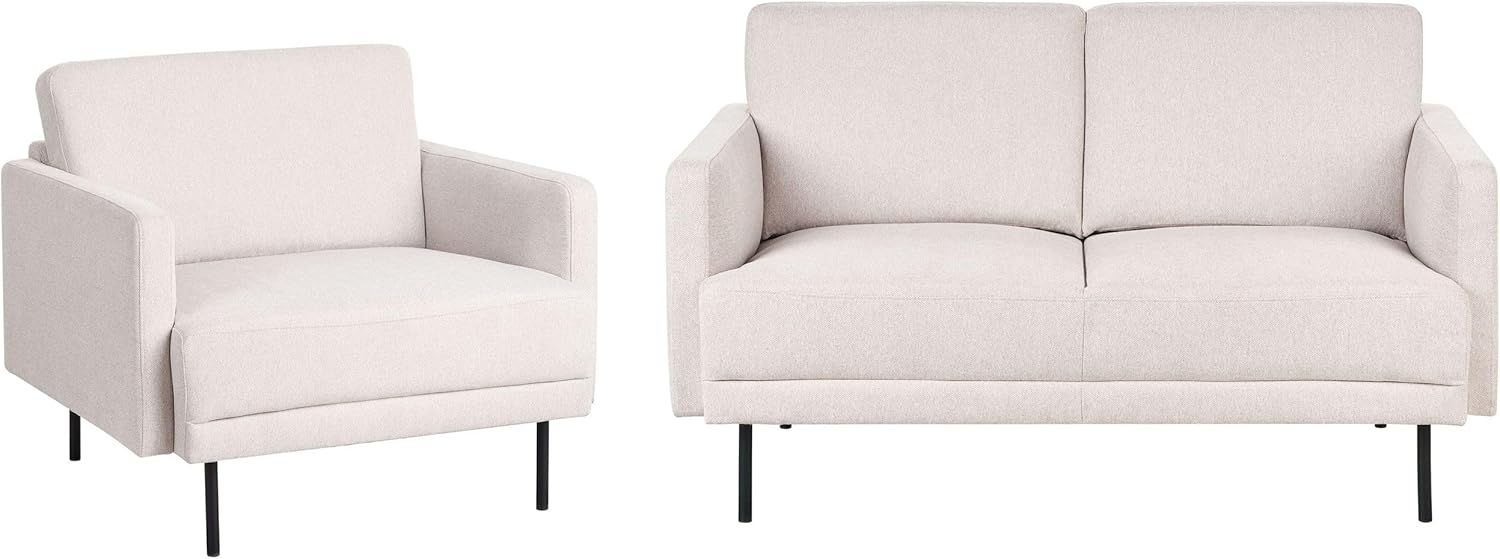 Sofa Set 2-Sitzer BREDA Stoff Hellbeige Bild 1