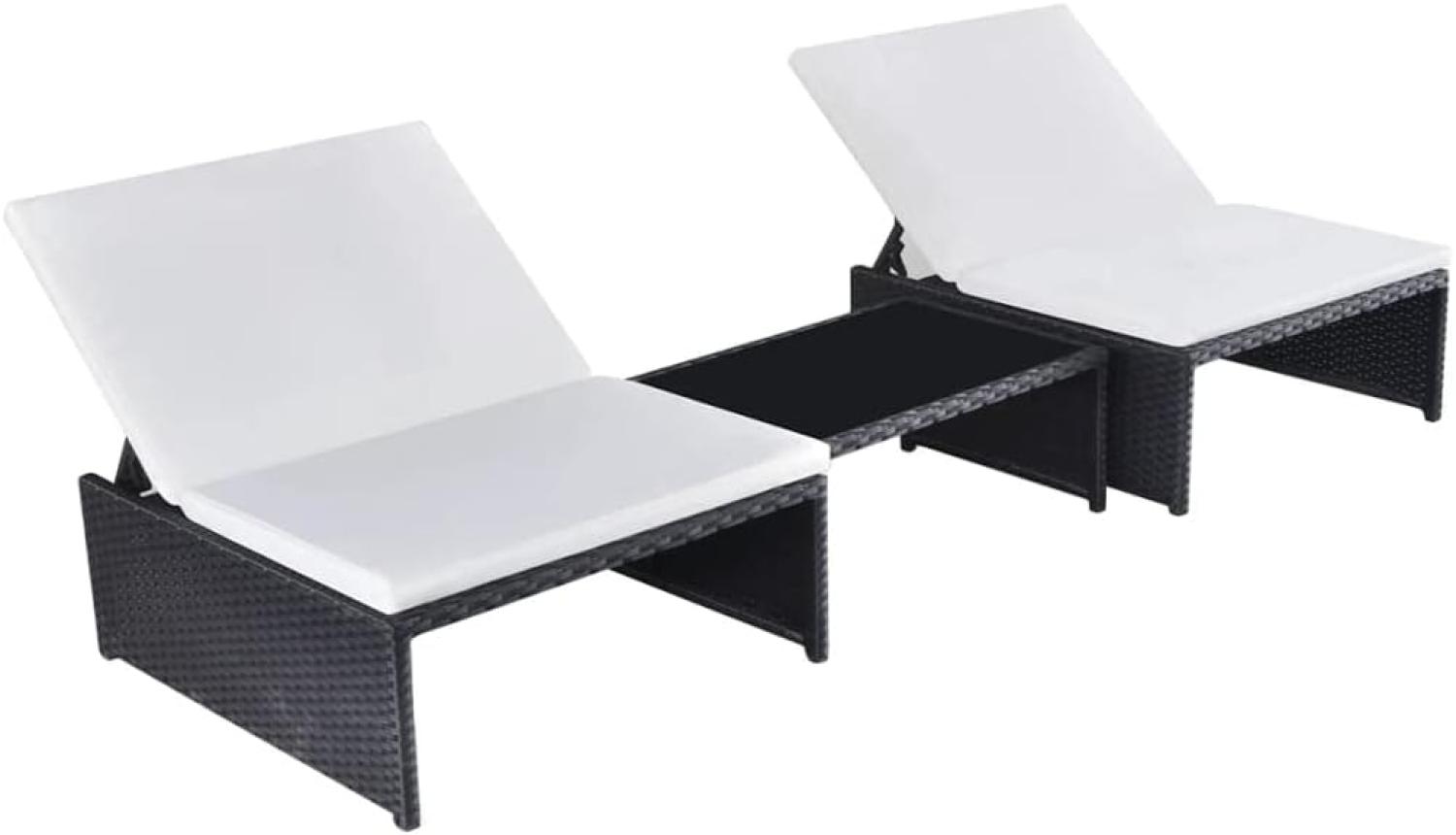 vidaXL Outdoor-Lehnstühle 2 Stk. mit Tisch Schwarz Poly-Rattan 43069 Bild 1